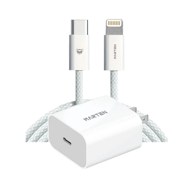 Marten Iphone Charger & Charging Data Cable Fast Power Adapter PD 25W Charger