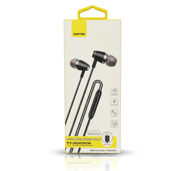 Marten Metal Earphones with Mic wired earbuds for mobile phones in Pakistan